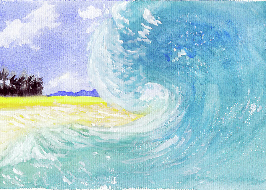 Seascape Painting - Surfing Time by Xiao Zeng Seascape Painting - Surfing Time by Xiao Zeng
