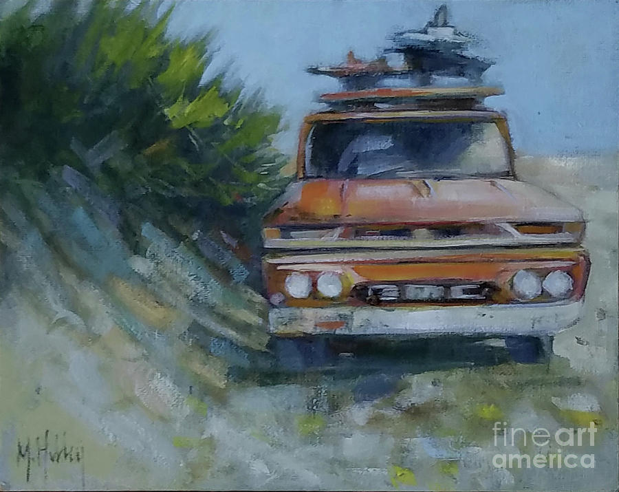 Surfs Up Beach Truck Painting by Mary Hubley