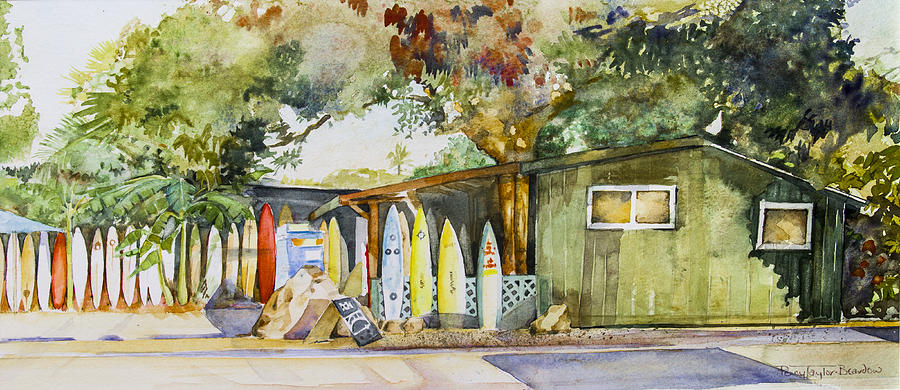 Surfshack Painting by Penny Taylor-Beardow