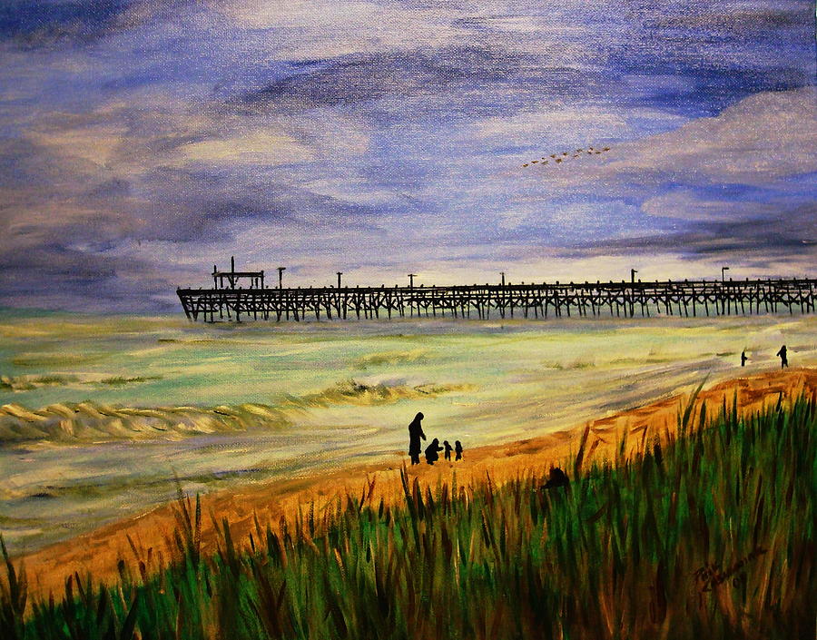 Beach Painting - Surfside Pier by Phil Cashdollar
