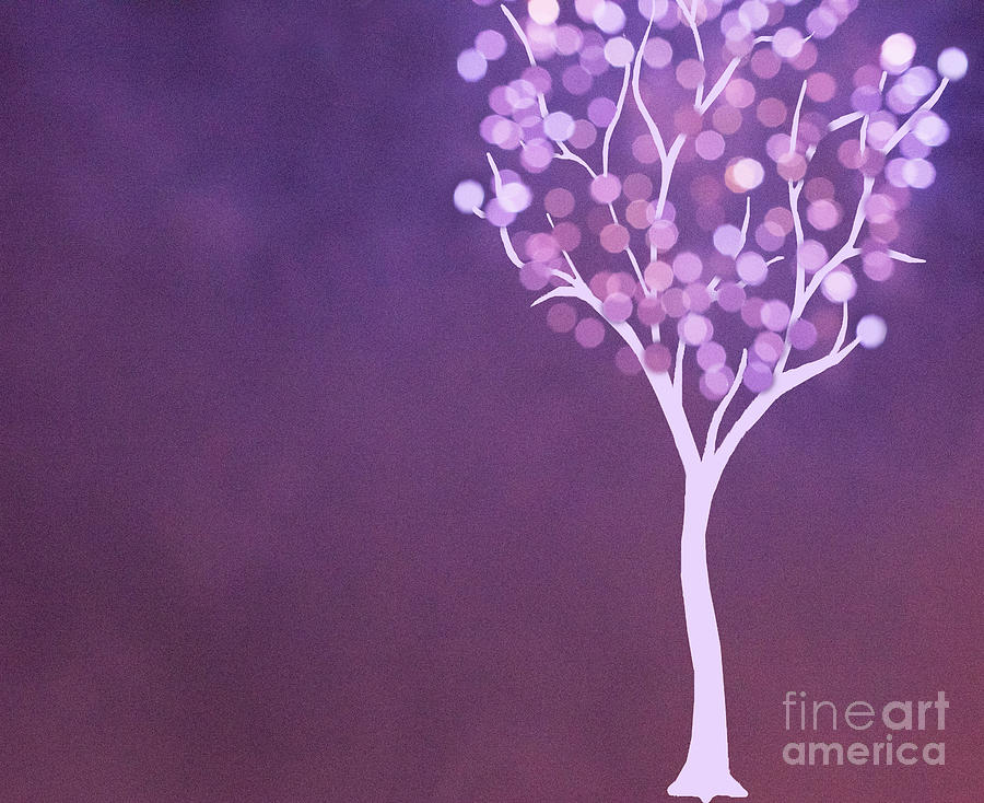 Surreal Purple bokeh Lit Tree Photograph by Juli Scalzi