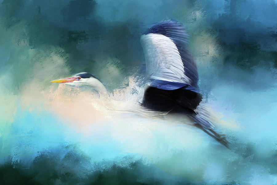 Surrealism Mixed Media - Surreal Stork In A Storm by Georgiana Romanovna