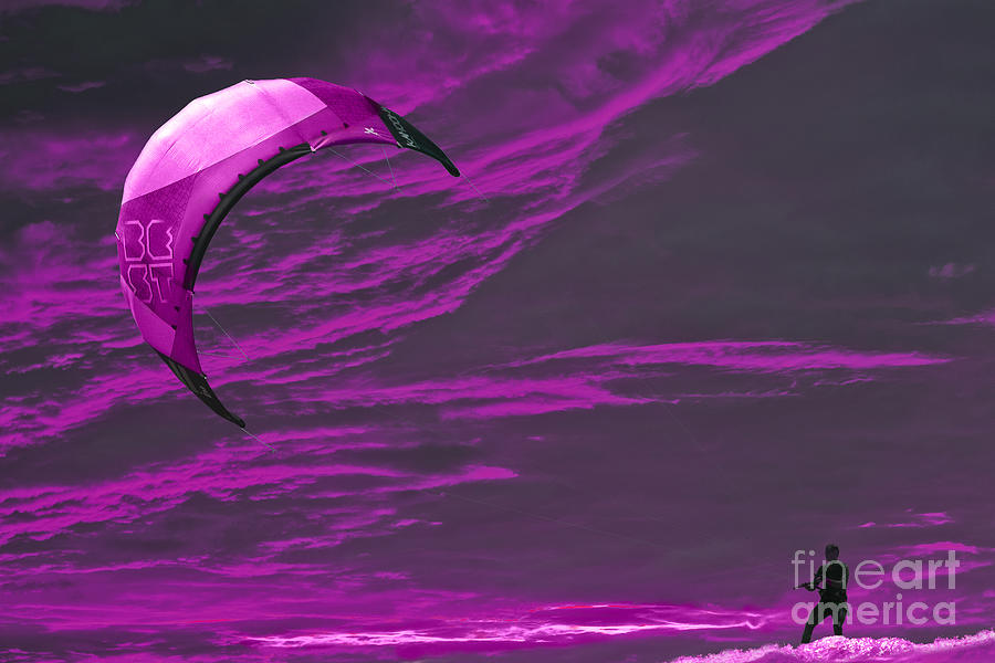 Nature Photograph - Surreal Surfing pink by Terri Waters