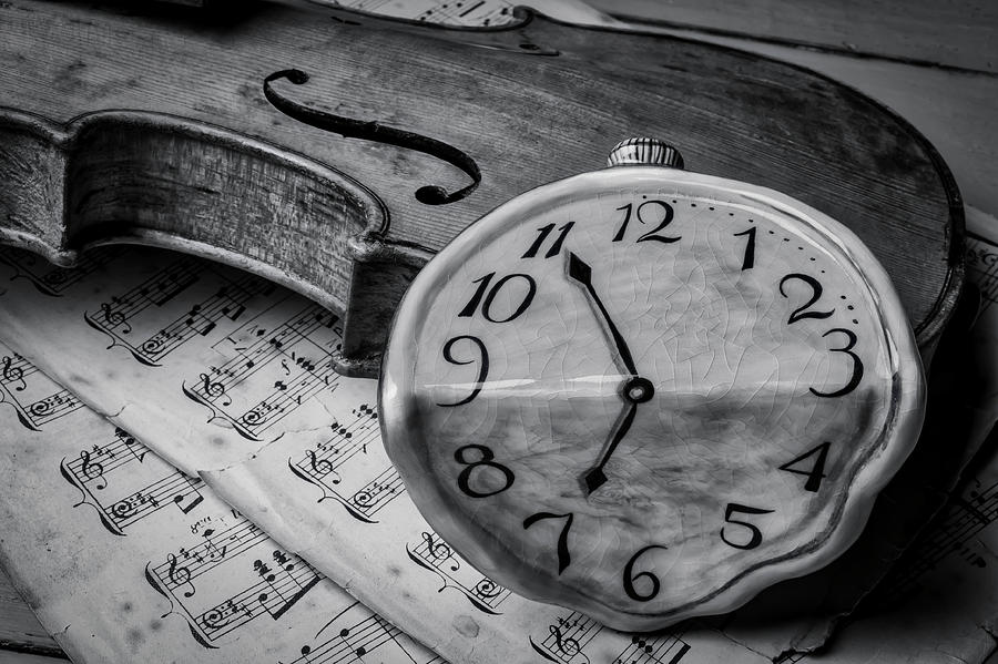 Surreal Watch On Old Violin Photograph by Garry Gay