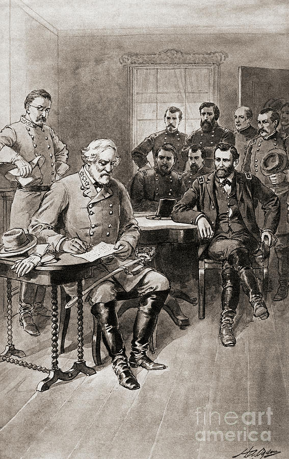 Surrender of Robert E Lee to General Ulysses S Grant, Appomattox Court