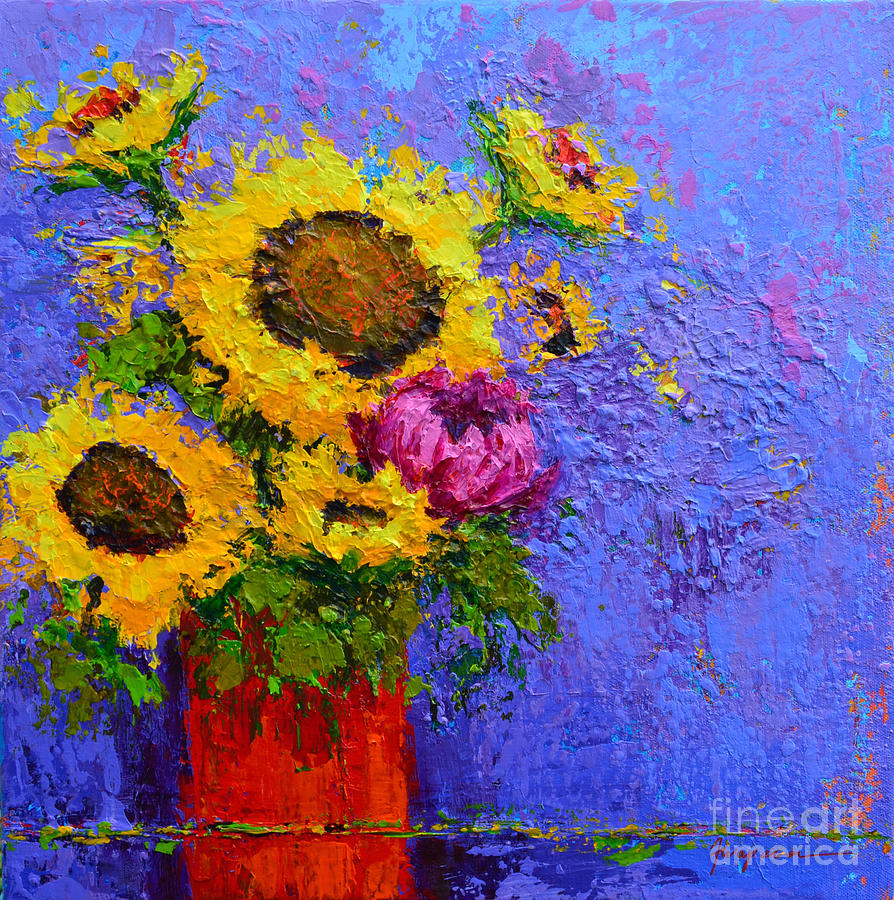 Surrounded by Joy - Modern Floral Impressionist Palette Knife work Painting by Patricia Awapara