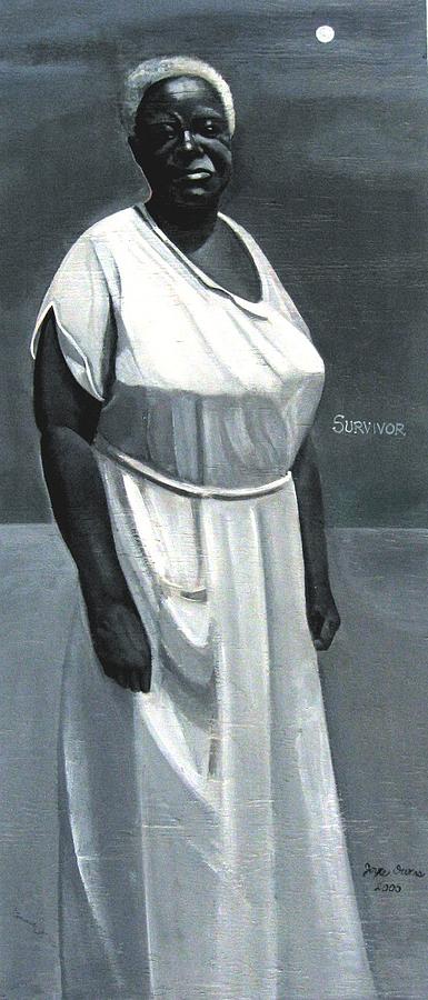 Black And White Painting - Survivor Spirit Betty by Joyce Owens