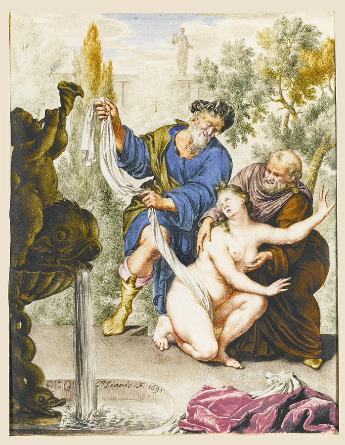  Susanna and the Elders Drawing by Willem van Mieris