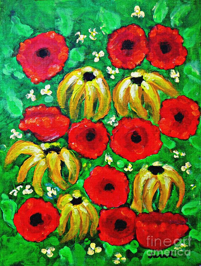 Susans and Poppies Painting by Sarah Loft