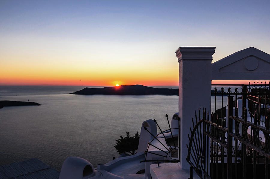 Sunset in Thira-1 Photograph by Sergey Simanovsky