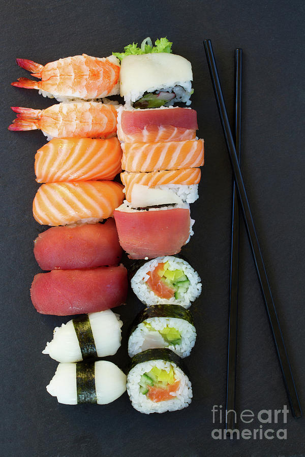 Sushi and Chopsticks Photograph by Anastasy Yarmolovich