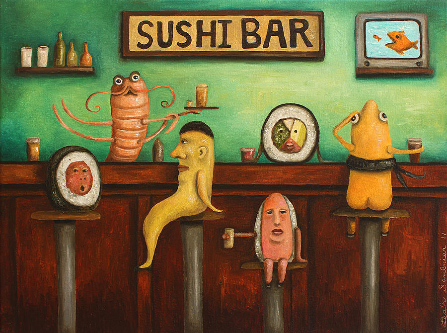 Sushi Bar Darker Tone Image Painting by Leah Saulnier The Painting Maniac