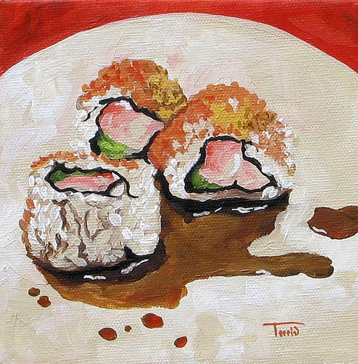 sushi acrilic painting