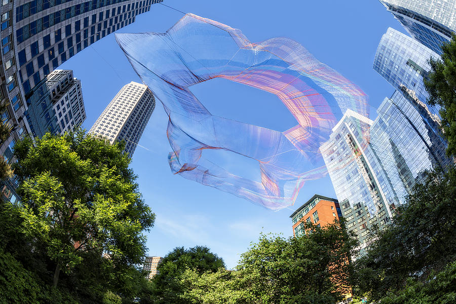 Suspended Colorful Fibers Over Boston Photograph by Susan Candelario