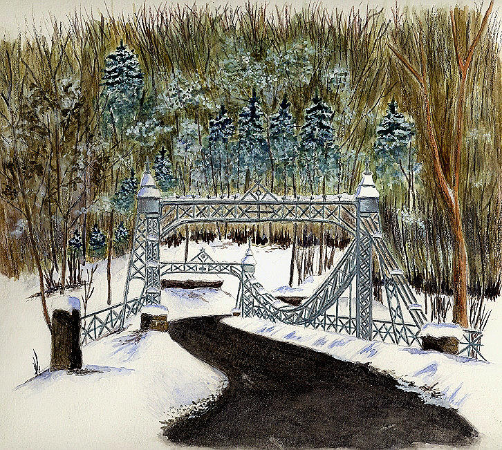 Suspension Bridge - Mill Creek Park Painting by Michael Vigliotti