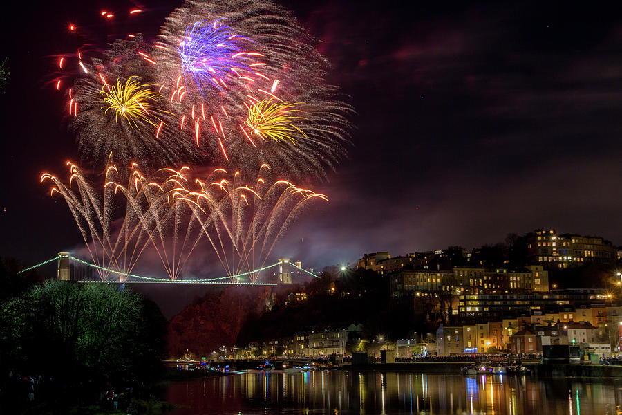 Suspension Bridge Fireworks Photograph by Paul Hennell Pixels