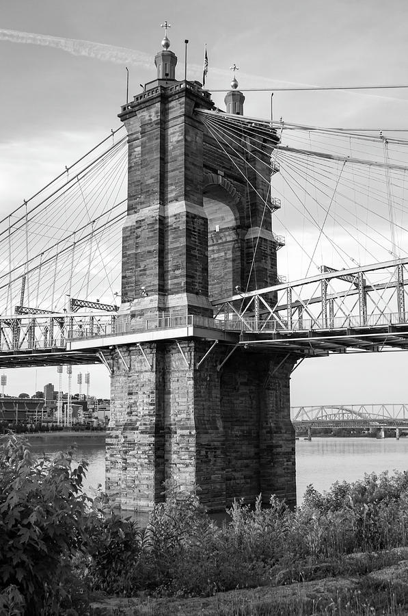 Black And White Photograph - Suspension Bridge Tower BW by Phyllis Taylor