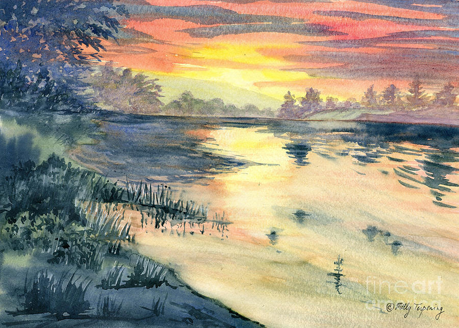 Susquehanna River Sunset Painting by Melly Terpening