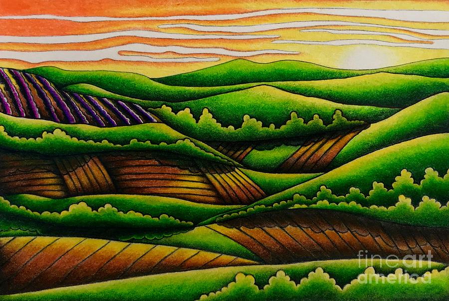 Susquehanna Valley Sunset  Drawing by Breena Briggeman