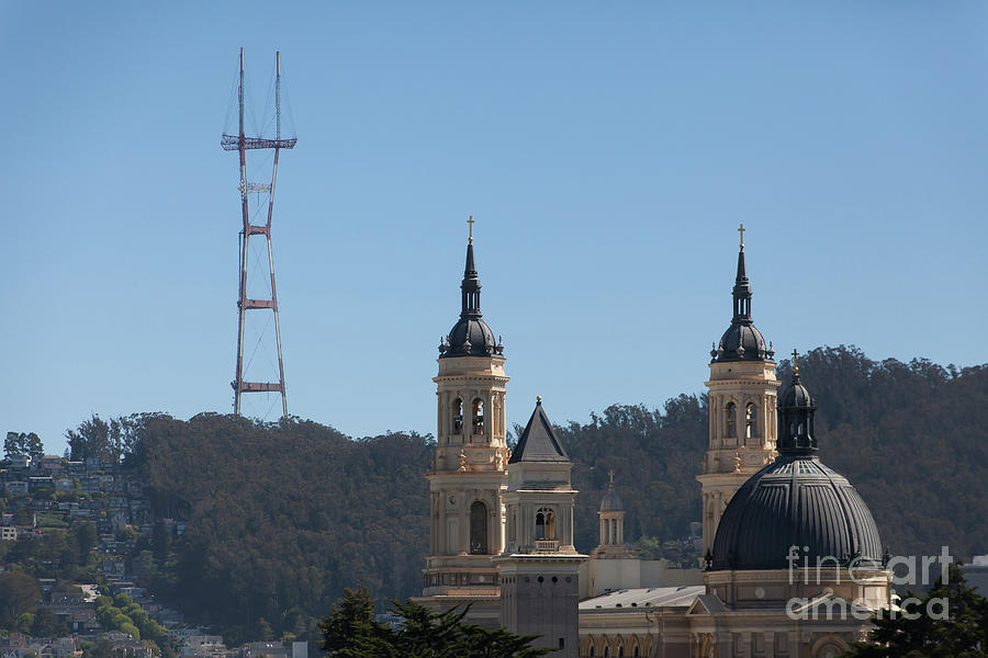 Sutro Tower and St Ignatius Church San Francisco California 5d3268 Photograph by Wingsdomain Art and Photography
