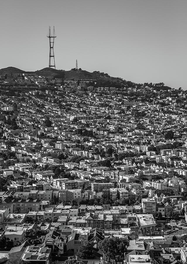 Sutro Tower San Francisco Black and White Photograph by Donnie Whitaker