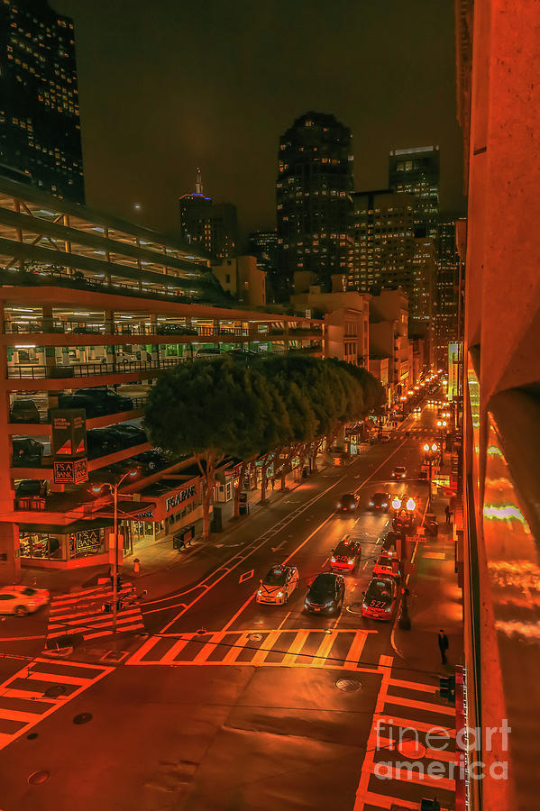 Sutter Street at night Photograph by Claudia M Photography