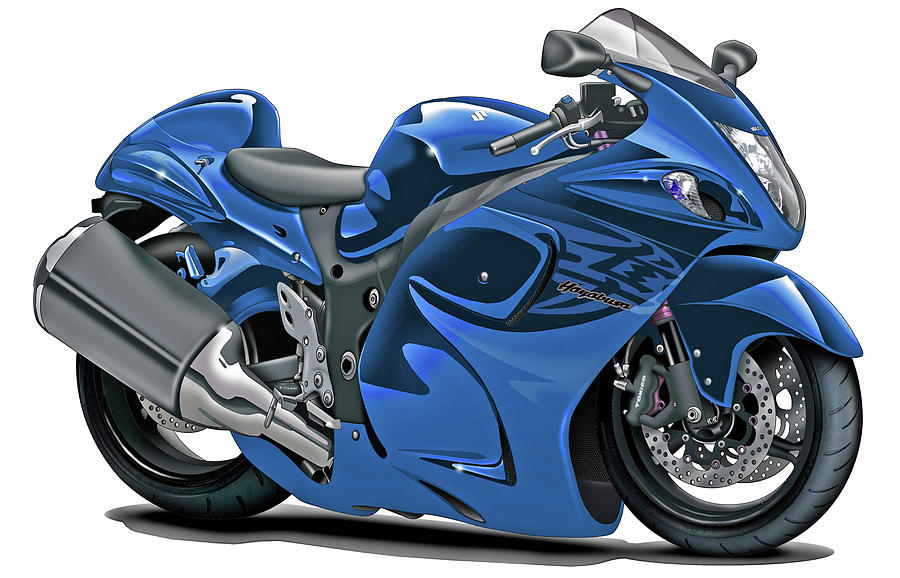 Suzuki Hayabusa Blue Bike Digital Art 