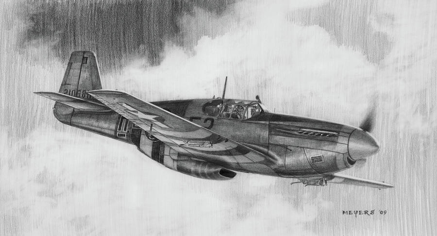 357th Fighter Group Drawing - Suzy G by Wade Meyers