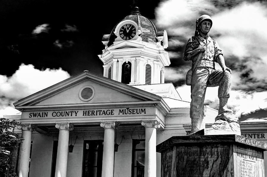 Swain County Heritage Museum Bryson City Nc II In Black And White Photograph by Carol Montoya