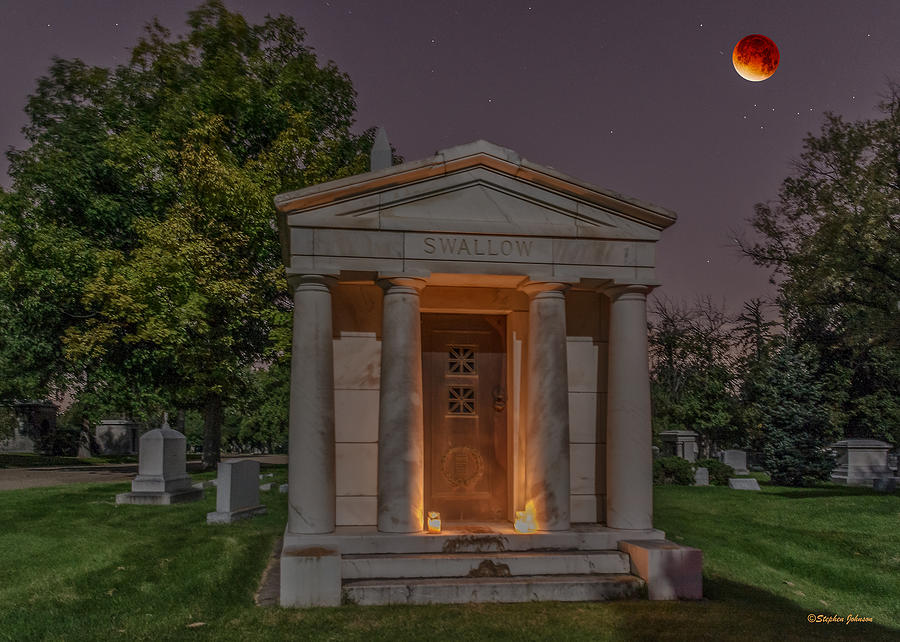 Swallow Mausoleum Under the Blood Moon Photograph by Stephen Johnson
