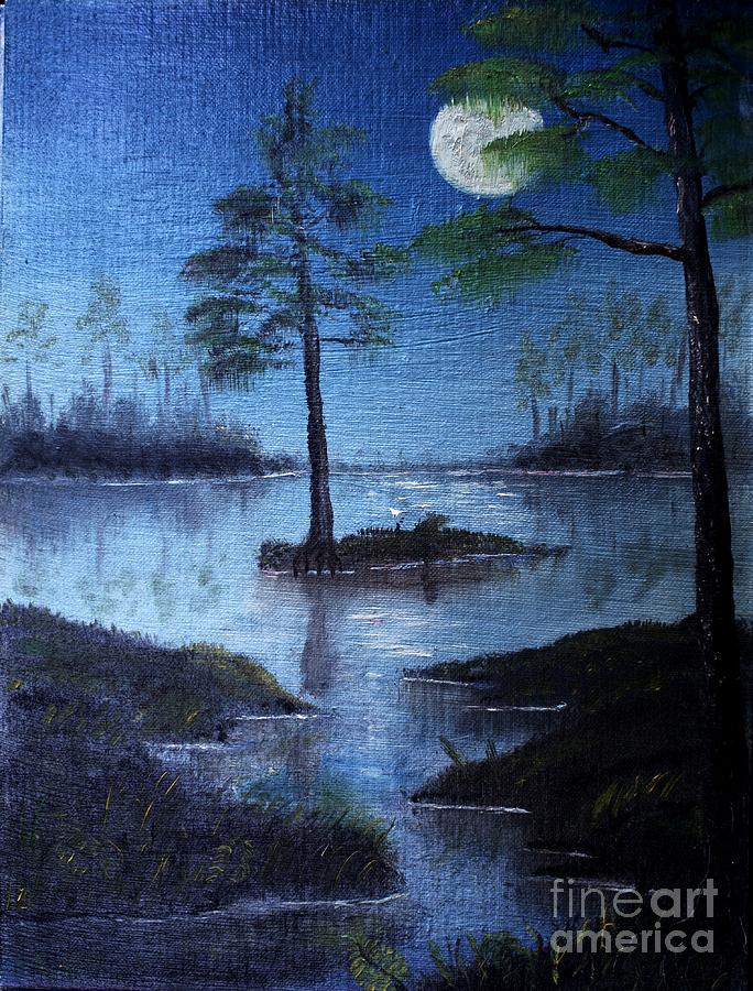 Swamp Painting - Swamp1 Rising Moon by The Stone Age