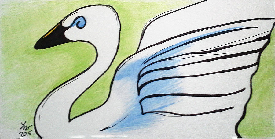 Swan 2015 Drawing by Loretta Nash