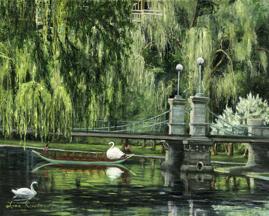 Swan Boats Painting by Lisa Reinhardt