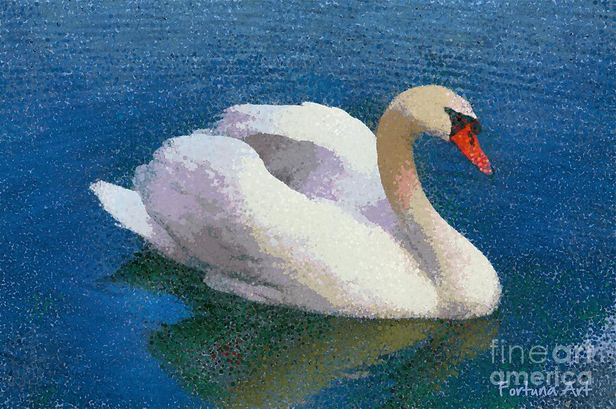 Swan Painting by Dragica Micki Fortuna