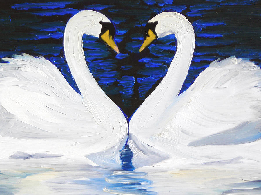 Swan Heart Painting by Michael Lee
