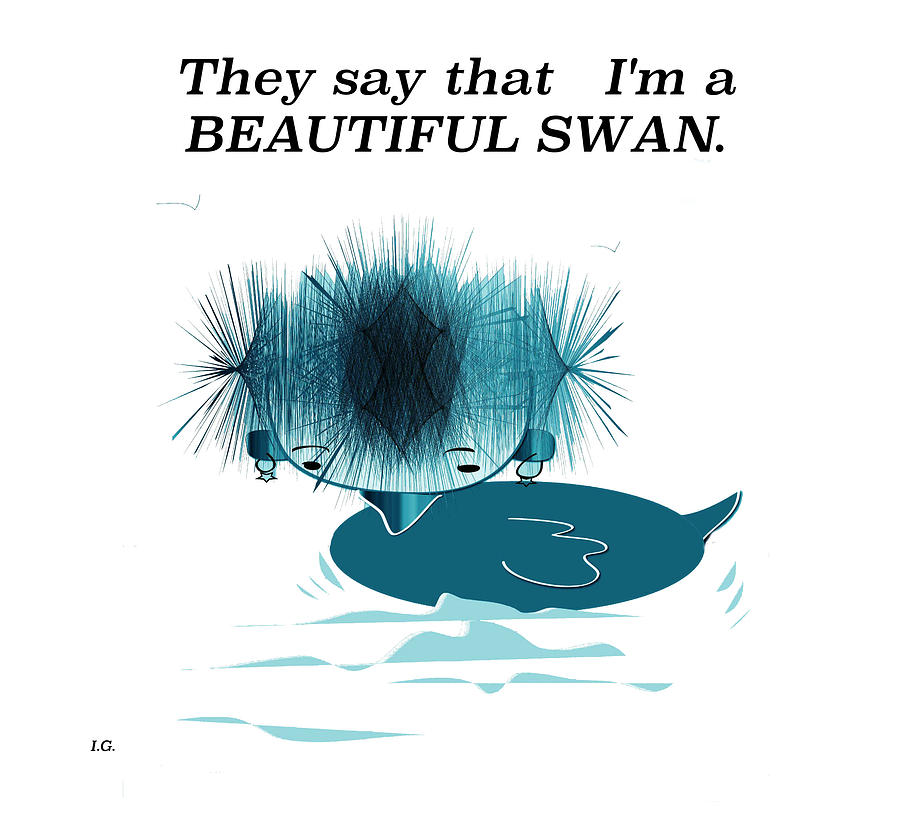 Swan Digital Art by Iris Gelbart