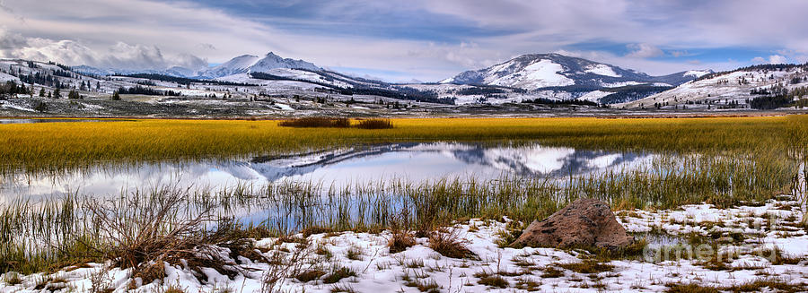 Yellowstone National Park Photograph - Swan Lake Snow Capped Mountain Reflections by Adam Jewell