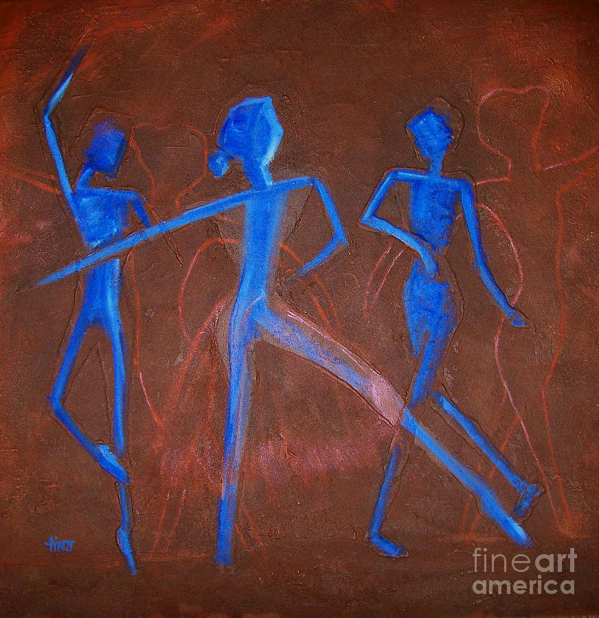 Figurative Painting - Swan Lake Stick Figures series by Tina Siddiqui