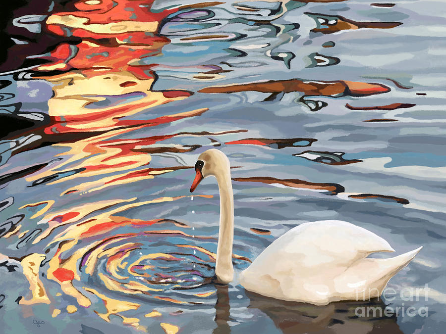 Swan Lake Swirl Painting by Jackie Case