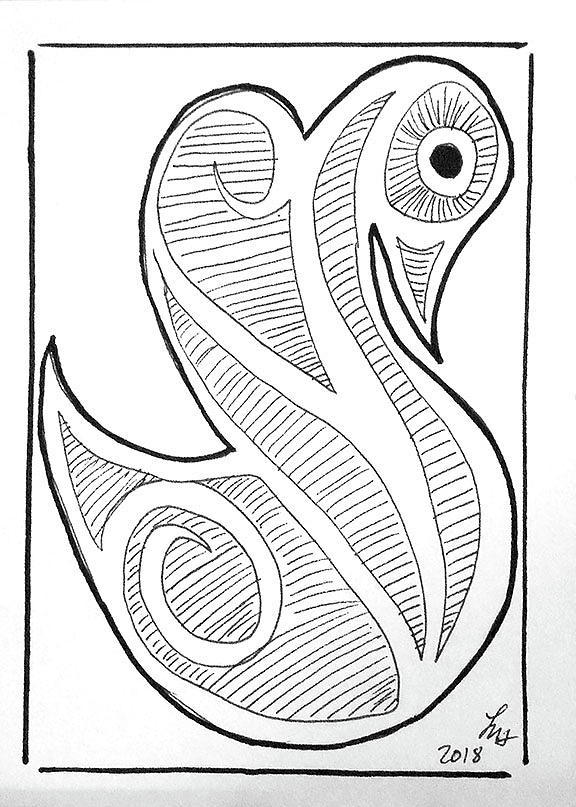 Swan Drawing by Loretta Nash