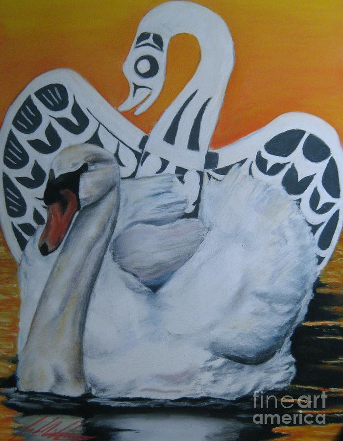 Swan Totem Pastel by John Huntsman