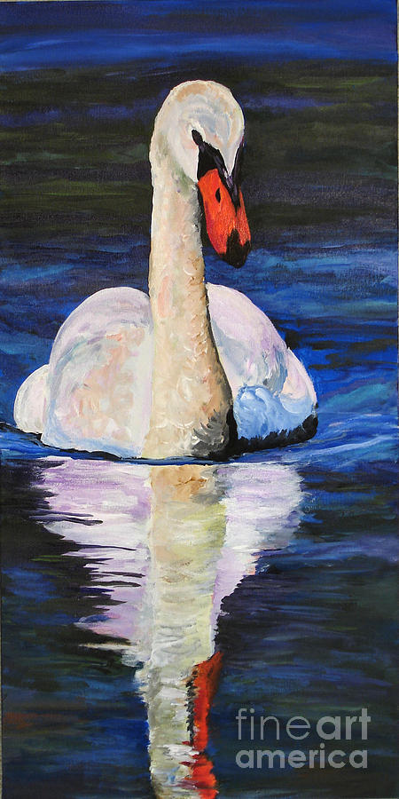 Swan wildlife art Painting by Mary Jo Zorad
