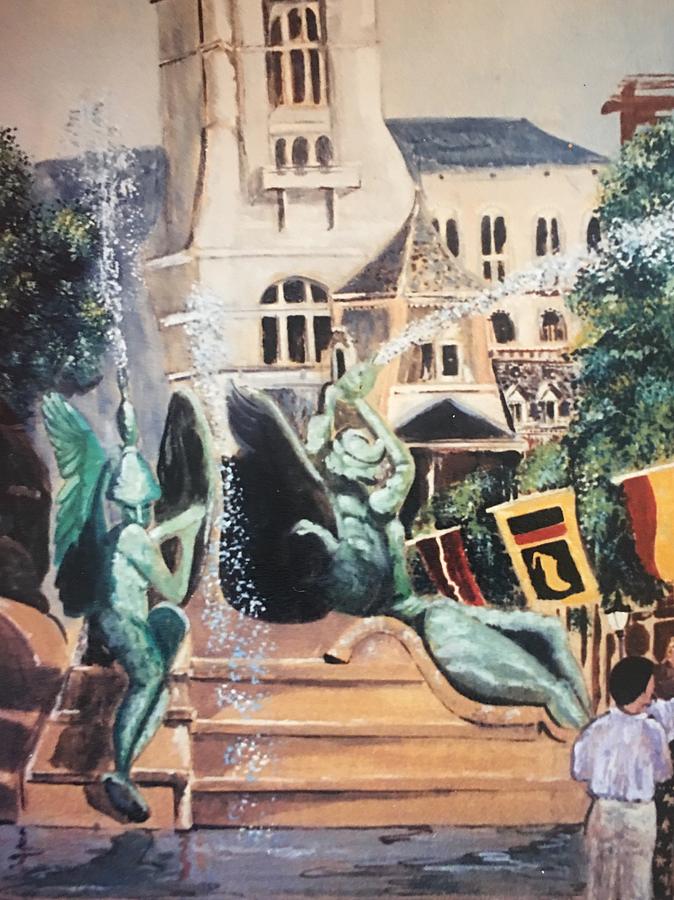 Swann fountain phila Painting by Barbara Szlanic