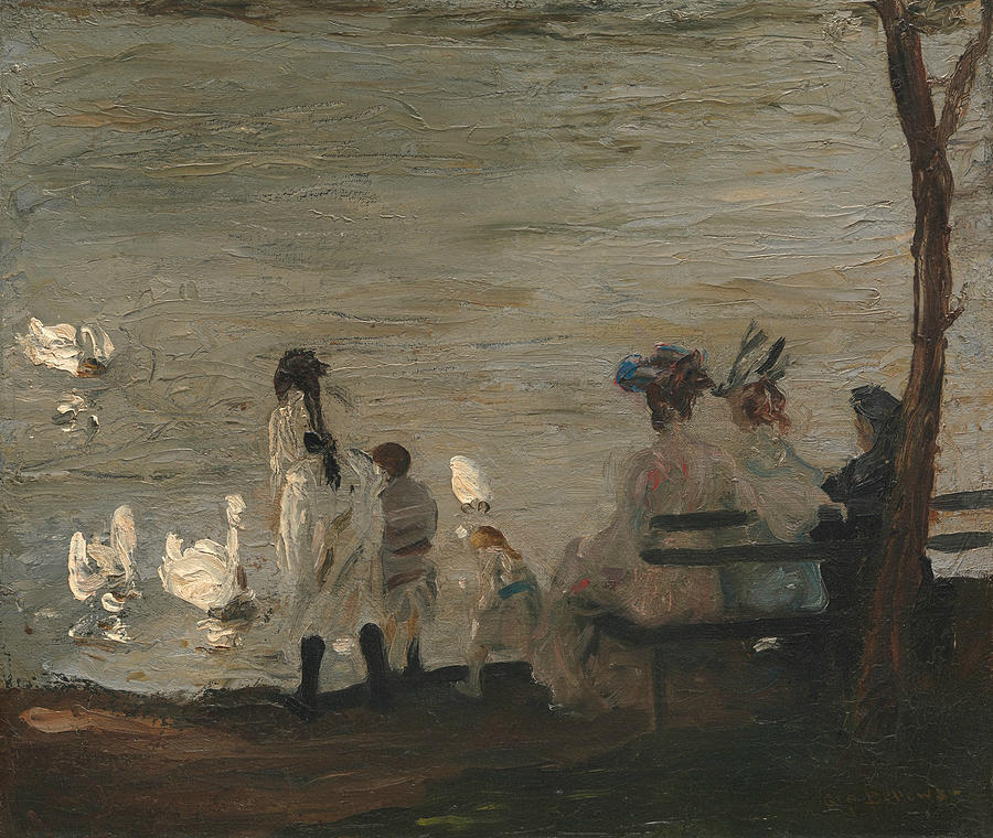 Swans in Central Park Painting by George Bellows