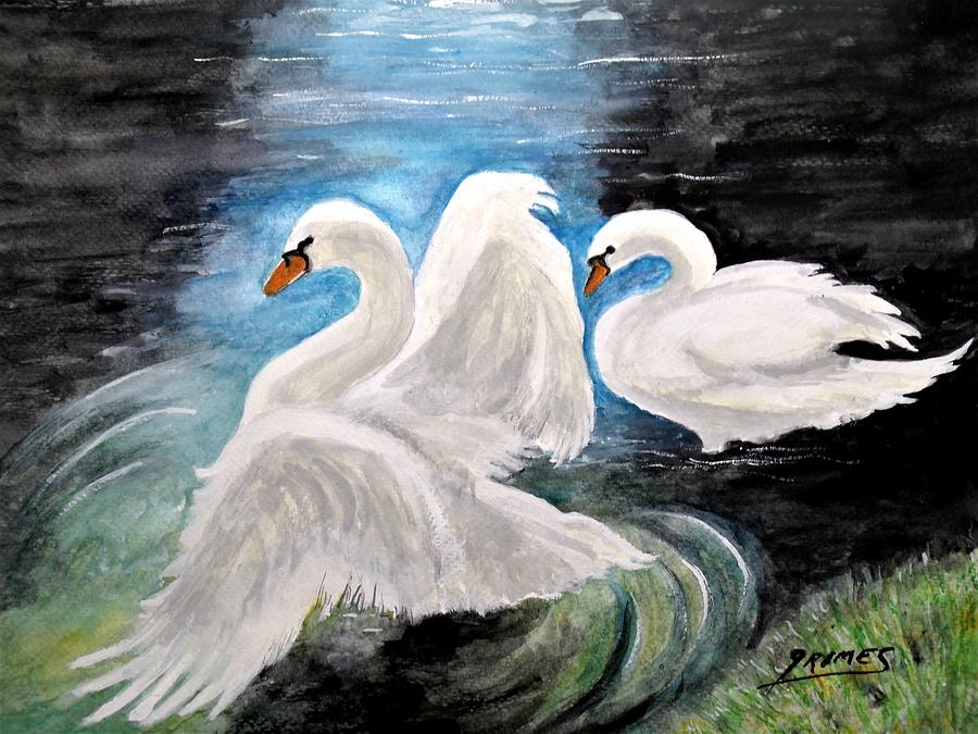 Swans in Love Painting by Carol Grimes