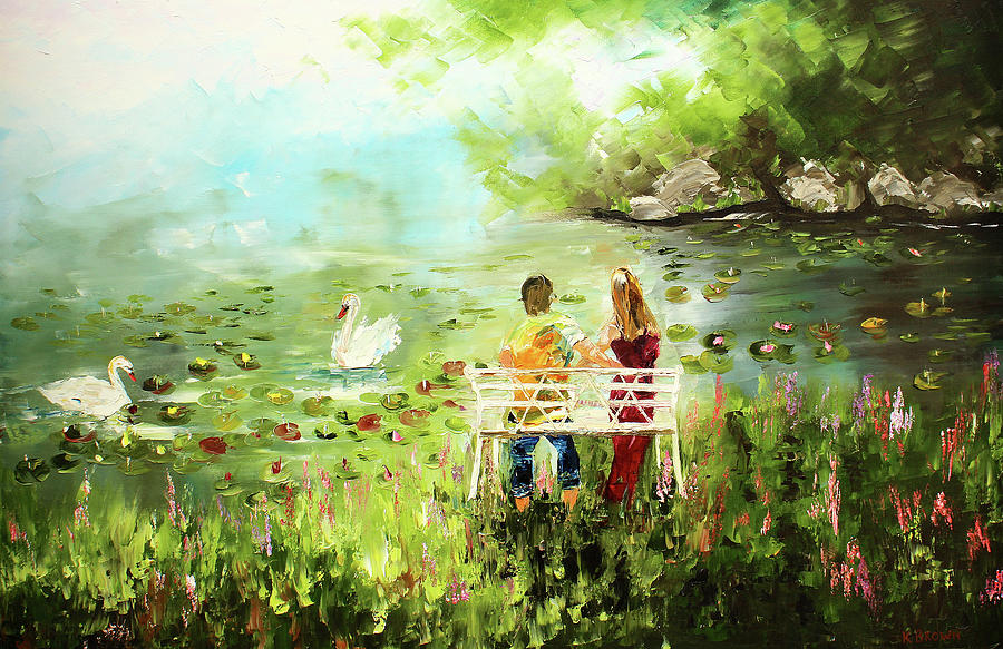 Swans Painting by Kevin Brown