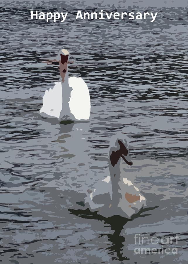 Swans Mate for Life Anniversary Card Photograph by Barbie Corbett-Newmin