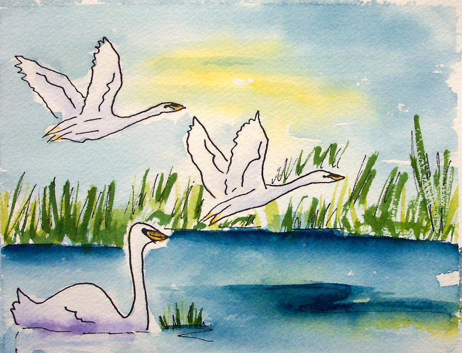 Swans Painting - Swans by Ruth Bevan Swans Painting - Swans by Ruth Bevan