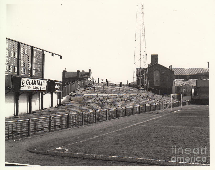 Swansea - Vetch Field - East Terrace 1 - BW - 1960s Photograph by Legendary Football Grounds