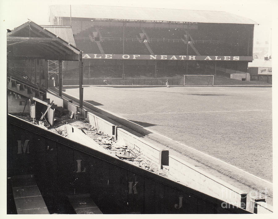 Swansea - Vetch Field - West Terrace 2 - BW - 1960s Photograph by Legendary Football Grounds